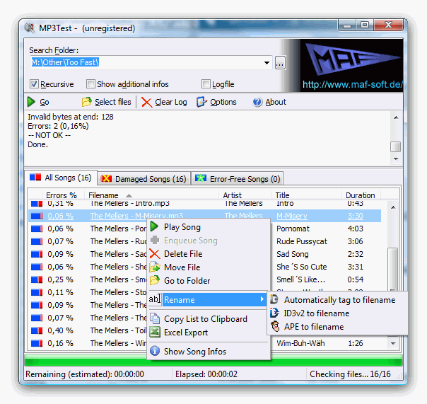 Screenshot for MP3Test 1.7.0.170